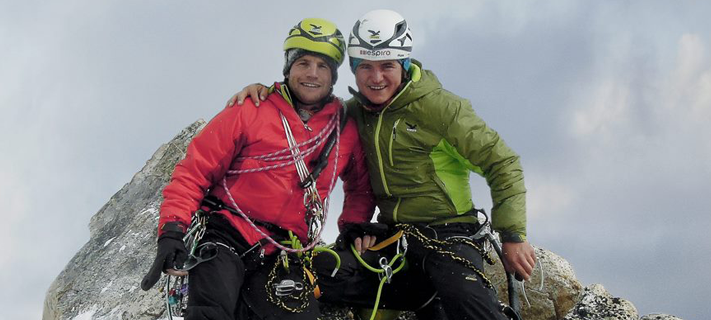 Roger Schaeli und Simon Gietl auf dem Arwa Spire.